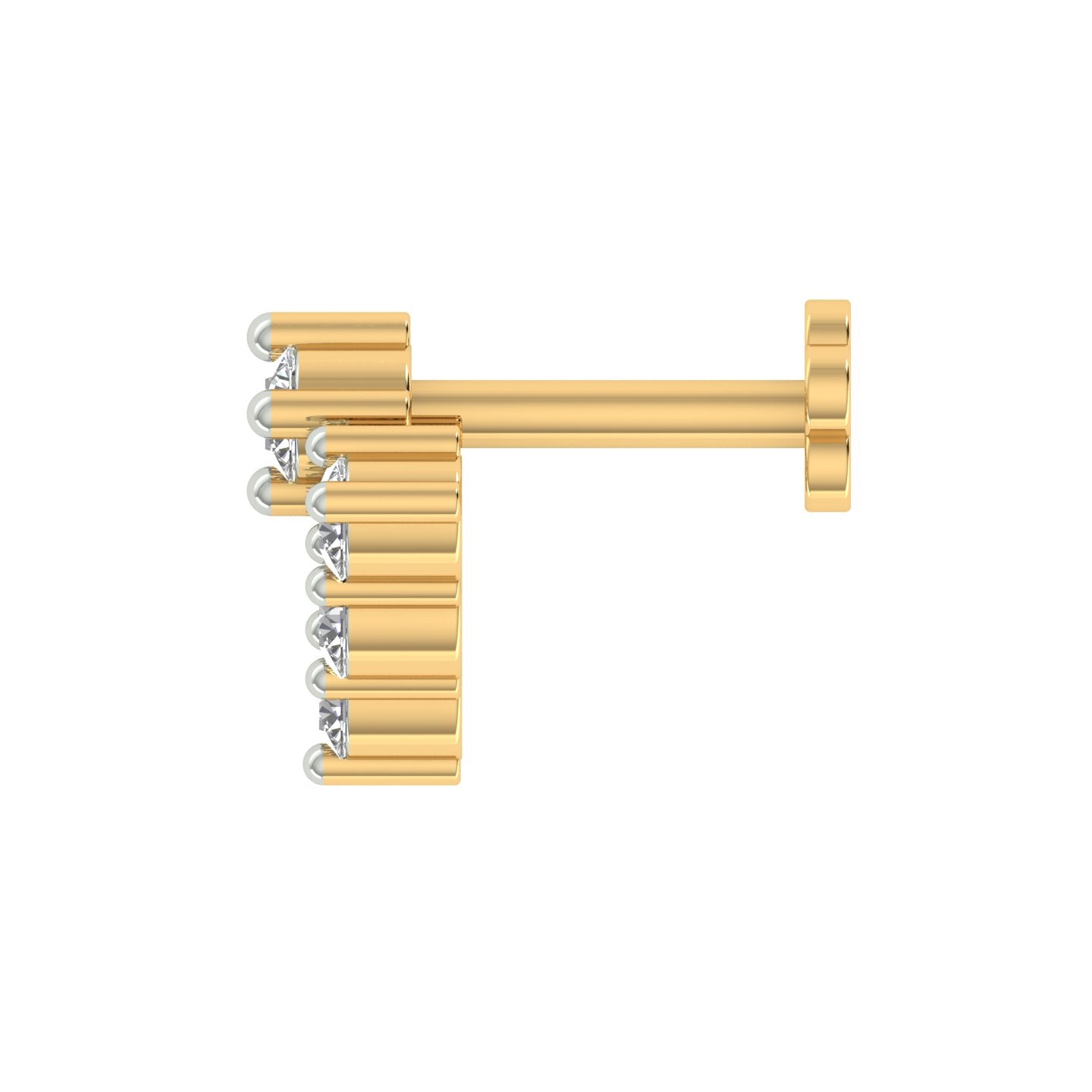 18k Yellow Gold Round Brilliant Cut Geometric Diamond Nose Pin with Screwback of 0.07 Carat