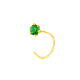 22K Yellow Gold Assorted Small Green Nose Pin with Wire with gold weight of 0.13g
