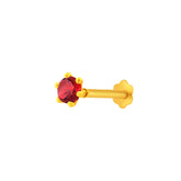22K Yellow Gold Assorted Small Red Nose Pin with Screwback with gold weight of 0.21g