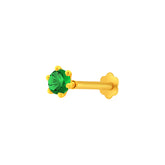 22K Yellow Gold Assorted Small Green Nose Pin with Screwback with gold weight of 0.21g