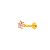 22K Yellow Gold Assorted Small Pink Nose Pin with Screwback with gold weight of 0.18g