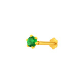 22K Yellow Gold Assorted Small Green Nose Pin with Screwback with gold weight of 0.18g