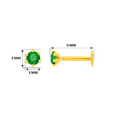 22K Yellow Gold Assorted Small Green Nose Pin with Screwback with gold weight of 0.18g