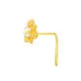 22K Yellow Gold Pearl Large Floral Nose Pin with Wire with gold weight of 0.25g
