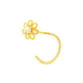 22K Yellow Gold Pearl Large Floral Nose Pin with Wire with gold weight of 0.24g