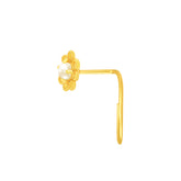 22K Yellow Gold Pearl Medium Floral Nose Pin with Wire with gold weight of 0.25g