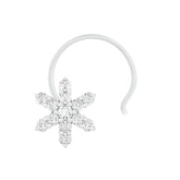 18k White Gold Round Brilliant Cut Chic Diamond Nose Pin with Wire of 0.06 Carat