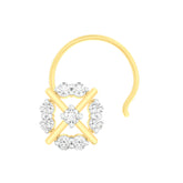 18k Yellow Gold Round Brilliant Cut Alluring Diamond Nose Pin with Wire of 0.05 Carat