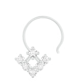 18k White Gold Round Brilliant Cut Unique Diamond Nose Pin with Wire of 0.07 Carat