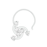 18k White Gold Round Brilliant Cut Elegant Diamond Nose Pin with Wire of 0.05 Carat