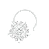 18k White Gold Round Brilliant Cut Delicate Diamond Nose Pin with Wire of 0.09 Carat