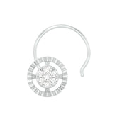 18k White Gold Round Brilliant Cut Graceful Diamond Nose Pin with Wire of 0.02 Carat