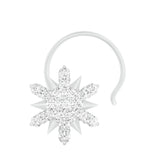 18k White Gold Round Brilliant Cut Artistic Diamond Nose Pin with Wire of 0.06 Carat