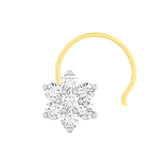 18k Yellow Gold Shape Charming Diamond Nose Pin with Wire of Carat: 0.09