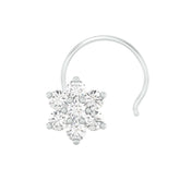 18k White Gold Round Brilliant Cut Classic Diamond Nose Pin with Wire of 0.06 Carat