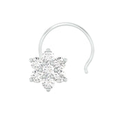 18k White Gold Shape Dainty Diamond Nose Pin with Wire of Carat: 0.09