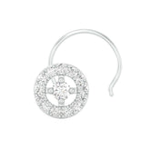 18k White Gold Round Brilliant Cut Minimalist Diamond Nose Pin with Wire of 0.05 Carat
