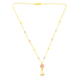 22K Three-Tone Gold Ball-Bead Dangler Shimmering Necklace and Earring Set