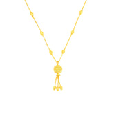 22K Yellow Gold Ball-Bead Dangler Abstract Necklace and Earring Set