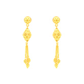 22K Yellow Gold Ball-Bead Dangler Artistic Necklace and Earring Set
