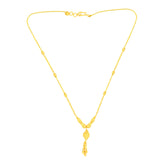 22K Yellow Gold Ball-Bead Dangler Artistic Necklace and Earring Set