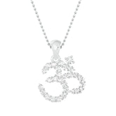 18k White Gold and Diamond Om Pendant with total gold weight of 1.54g.