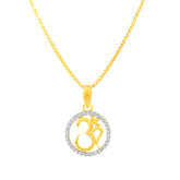 22K Yellow Cubic Zirconia Religious Om Small Pendant with gold weight of 2.28g