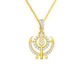 22k Yellow Gold Religious Khanda Medium Pendants with gold weight of 4.81g