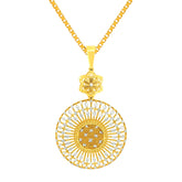 22K Two Tone Gold Disc Pendant and Earring Set