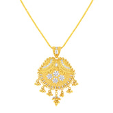 22K Two Tone Gold Pendant and Earring Set