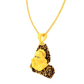 22k Gold Ornate Sai Baba Black Fill-In Pendant