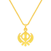 22K Gold Laser-Etched Khanda Sikh Religious Pendant