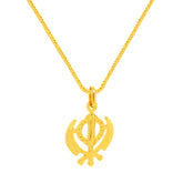 22K Gold Laser-Etched Khanda Sikh Religious Pendant