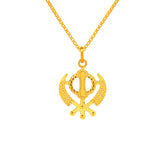 22K Gold Timeless Laser-Etched Khanda Sikh Pendant