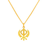 22K Gold Timeless Textured Khanda Sikh Pendant