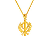 22K Gold Timeless Textured Khanda Sikh Pendant