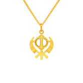 22K Gold Textured Laser-Cut Khanda Sikh Pendant