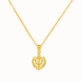 22K Gold Textured Laser-Engraved Khanda Sikh Pendant