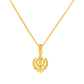 22K Gold Textured Laser-Engraved Khanda Sikh Pendant