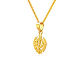 22K Gold Textured Laser-Engraved Khanda Sikh Pendant
