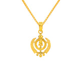 22K Gold Intricate Laser-Engraved Khanda Sikh Pendant