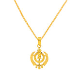 22K Gold Intricate Laser-Engraved Khanda Sikh Pendant