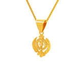 22K Gold Khanda Sikh Cutout Pendant