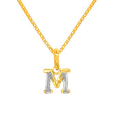 22K Two Tone Gold "M" Initial Pendant