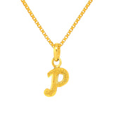 22K Gold "P" Initial Alphabet Pendant