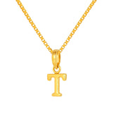 22K Gold Simple "T" Initial Pendant