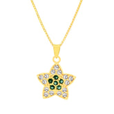 22K Yellow Cubic Zirconia Shimmering Star Pendant and Earrings Set