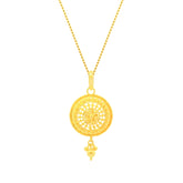 22K Yellow Gold Classic Filigree Pendant and Earrings Set
