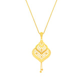 22K Yellow Gold Abstract Filigree Pendant and Earrings Set