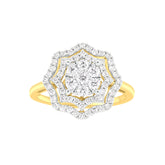 18k Yellow Gold and Diamond Fancy Ring in size 5.5 and total gold weight of 4.54g